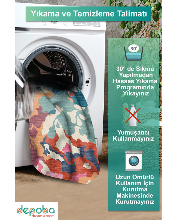 Lisa Modern Kadife Yıkanabilir Kaymaz Pamuk Tabanlı Antibakteriyel Salon Halısı