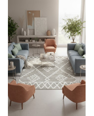 Abre İskandinav Desenli Şönil Pamuk Tabanlı Yıkanabilen Kaydırmaz Antibakteriyel Salon Halısı