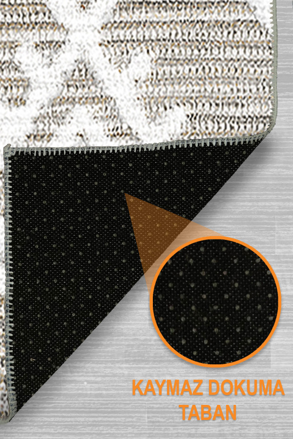 Abre İskandinav Desenli Şönil Pamuk Tabanlı Yıkanabilen Kaydırmaz Antibakteriyel Salon Halısı