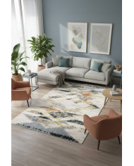 Adelte Modern Şönil Desenli Pamuk Tabanlı Yıkanabilen Kaymaz Antibakteriyel  Salon Halısı