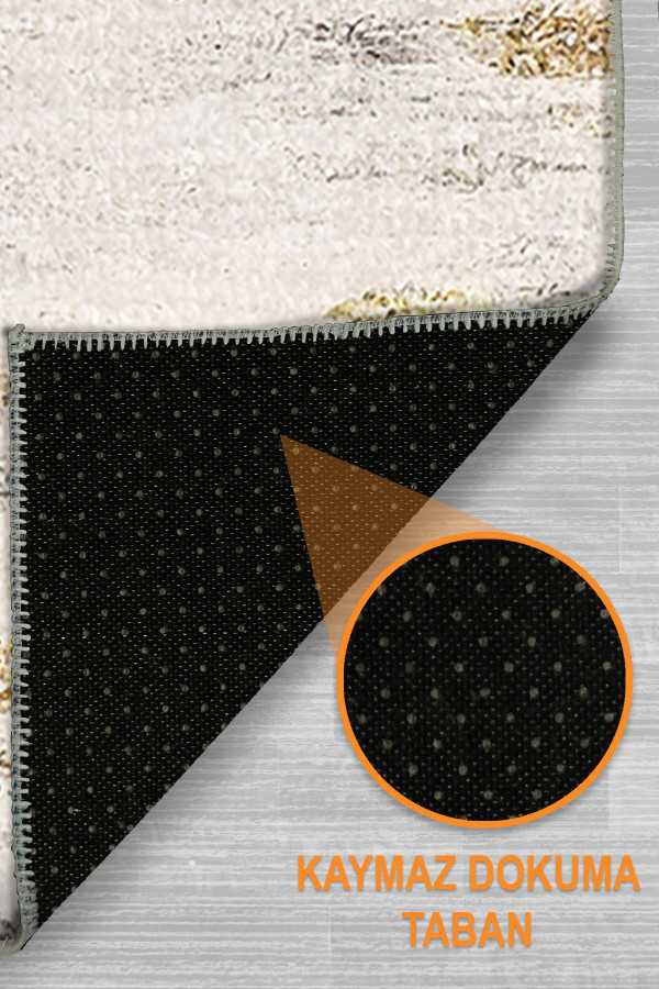 Adelte Modern Şönil Desenli Pamuk Tabanlı Yıkanabilen Kaymaz Antibakteriyel  Salon Halısı