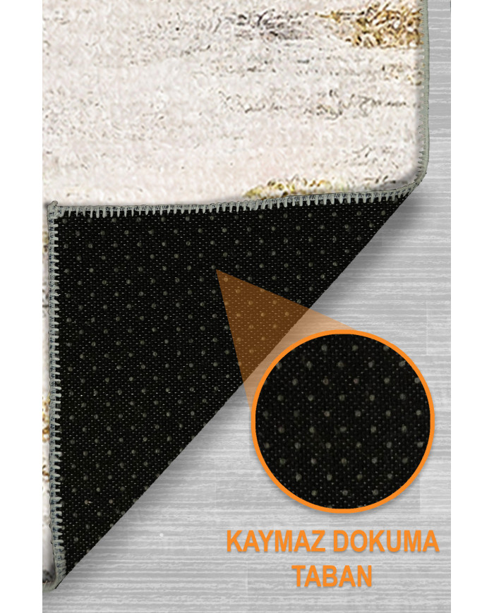 Adelte Modern Şönil Desenli Pamuk Tabanlı Yıkanabilen Kaymaz Antibakteriyel  Salon Halısı