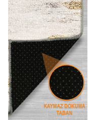 Adelte Modern Şönil Desenli Pamuk Tabanlı Yıkanabilen Kaymaz Antibakteriyel  Salon Halısı