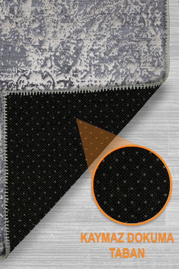 Adnel Desenli Pamuk Tabanlı Yıkanabilen Kaymaz Antibakteriyel Şönil Salon Halısı