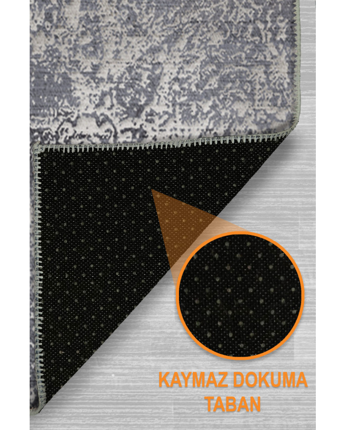 Adnel Desenli Pamuk Tabanlı Yıkanabilen Kaymaz Antibakteriyel Şönil Salon Halısı