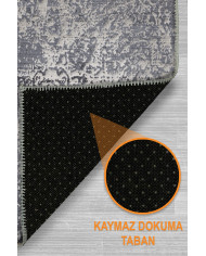 Adnel Desenli Pamuk Tabanlı Yıkanabilen Kaymaz Antibakteriyel Şönil Salon Halısı