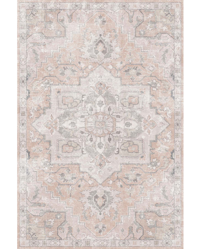 Aline Desenli Pamuk Tabanlı Yıkanabilen Kaymaz Antibakteriyel Şönil Salon Halısı