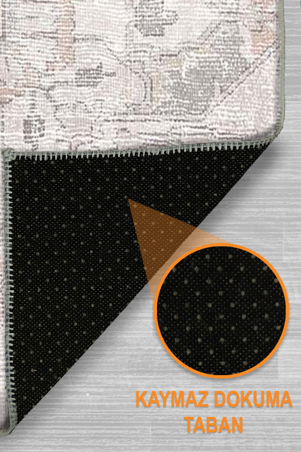 Aline Desenli Pamuk Tabanlı Yıkanabilen Kaymaz Antibakteriyel Şönil Salon Halısı