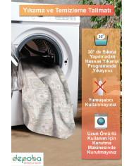 Aline Desenli Pamuk Tabanlı Yıkanabilen Kaymaz Antibakteriyel Şönil Salon Halısı