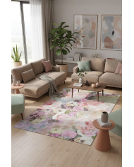 Amoria Pamuk Tabanlı Yıkanabilen Kaydırmaz Antibakteriyel Şönil Salon Halısı