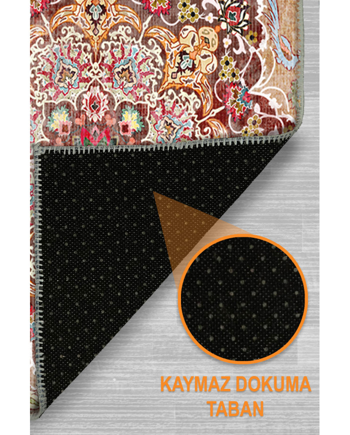 Arthien Pamuk Tabanlı Yıkanabilen Kaydırmaz Antibakteriyel Şönil Salon Halısı