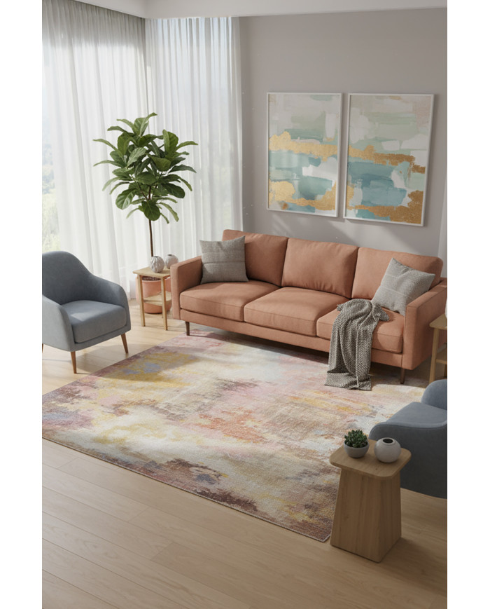 Asyra Pamuk Tabanlı Yıkanabilen Kaydırmaz Antibakteriyel Şönil Salon Halısı