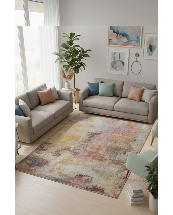 Asyra Pamuk Tabanlı Yıkanabilen Kaydırmaz Antibakteriyel Şönil Salon Halısı