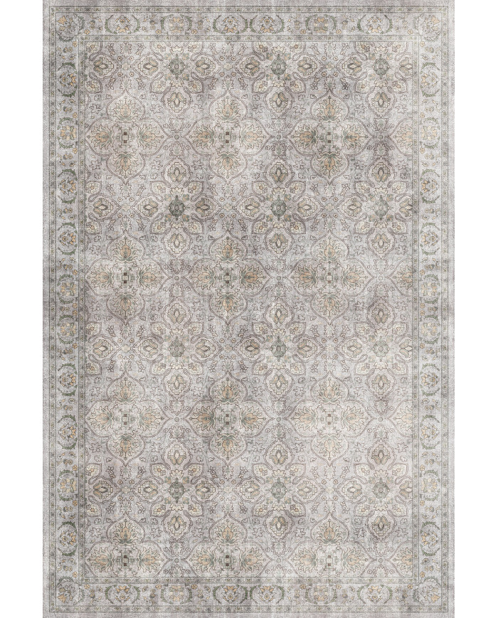 Atelya Modern Desenli Pamuk Tabanlı Yıkanabilen Kaydırmaz Antibakteriyel Şönil Salon Halısı