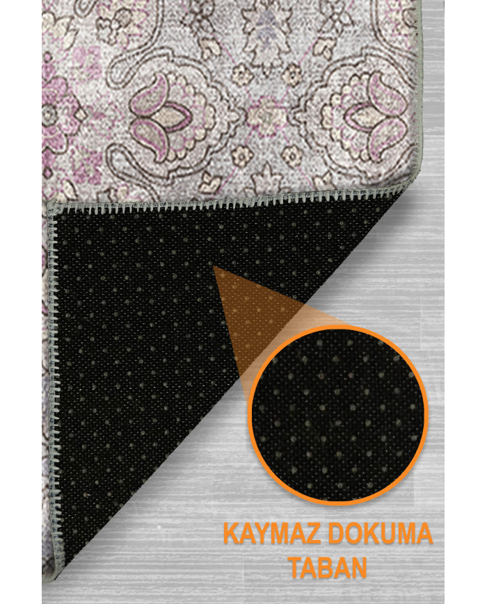 Atelya Pink Pamuk Tabanlı Yıkanabilen Kaydırmaz Antibakteriyel Şönil Salon Halısı