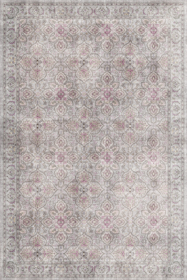 Atelya Pink Pamuk Tabanlı Yıkanabilen Kaydırmaz Antibakteriyel Şönil Salon Halısı