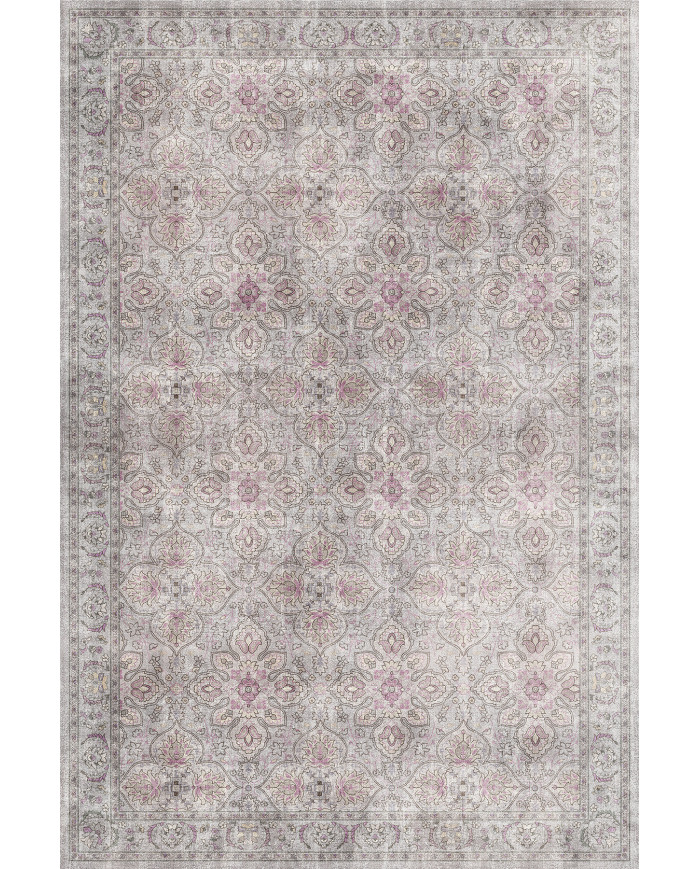 Atelya Pink Pamuk Tabanlı Yıkanabilen Kaydırmaz Antibakteriyel Şönil Salon Halısı