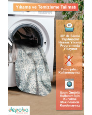 Elyora Vintage Desenli Pamuk Tabanlı Yıkanabilen Kaydırmaz Antibakteriyel Şönil Salon Halısı