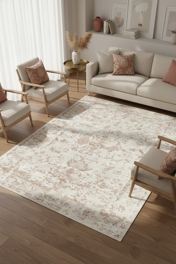 Luna Pamuk Tabanlı Yıkanabilen Kaydırmaz Antibakteriyel Şönil Salon Halısı