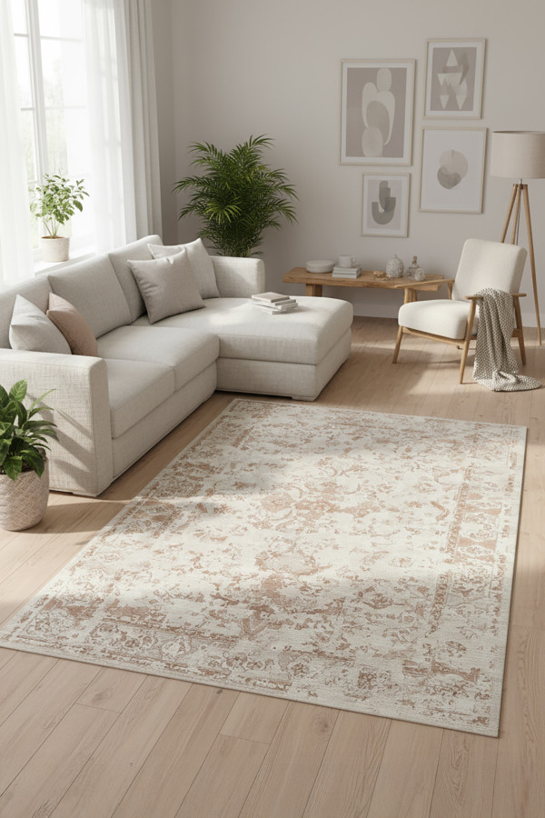 Luna Pamuk Tabanlı Yıkanabilen Kaydırmaz Antibakteriyel Şönil Salon Halısı