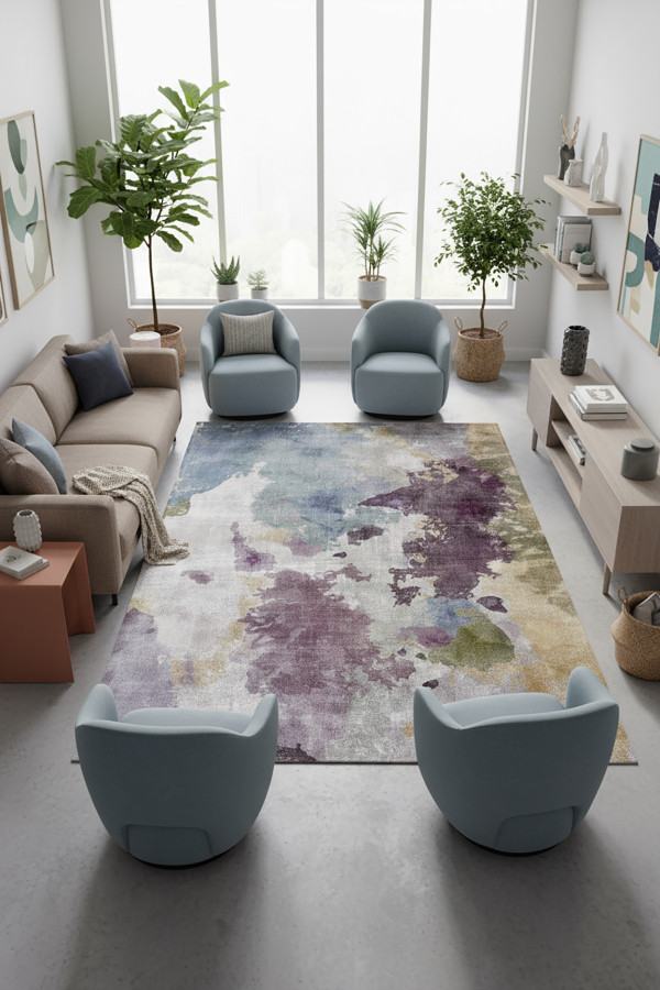 Lyvra Pamuk Tabanlı Yıkanabilen Kaydırmaz Antibakteriyel Şönil Salon Halısı