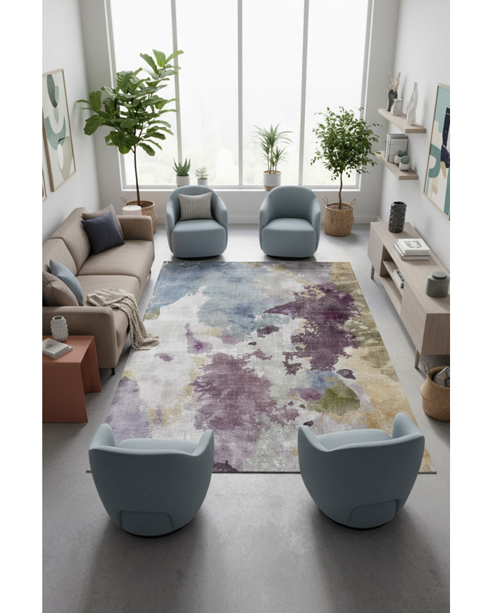 Lyvra Pamuk Tabanlı Yıkanabilen Kaydırmaz Antibakteriyel Şönil Salon Halısı