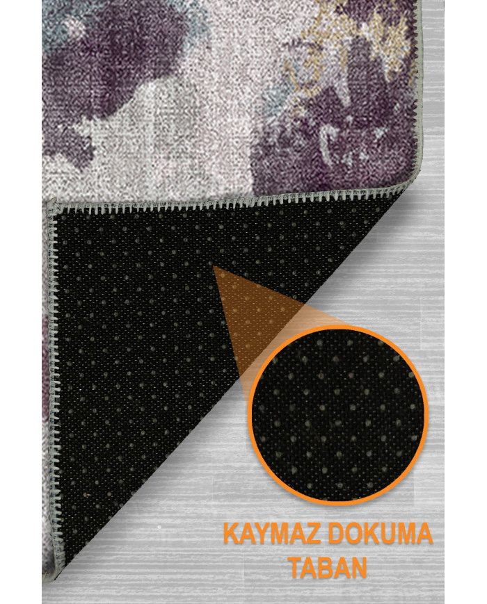 Lyvra Pamuk Tabanlı Yıkanabilen Kaydırmaz Antibakteriyel Şönil Salon Halısı