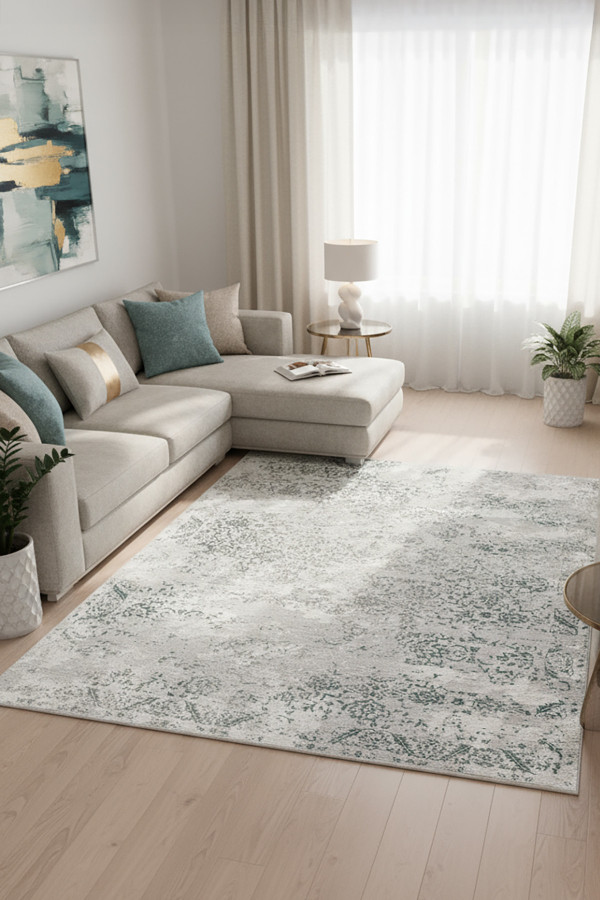 Mirelda Bej Pamuk Tabanlı Yıkanabilen Kaydırmaz Antibakteriyel Şönil Salon Halısı