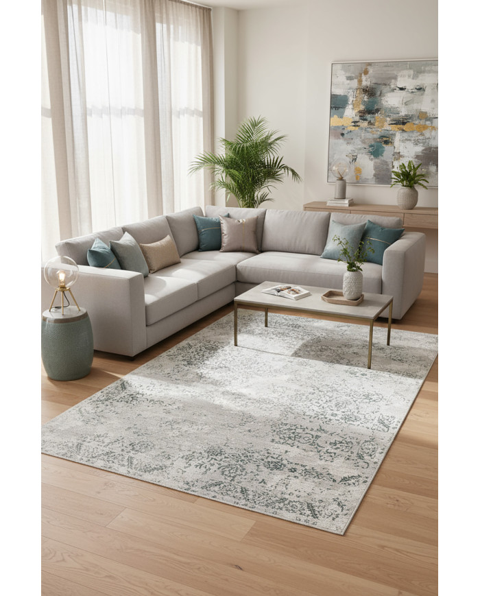 Mirelda Bej Pamuk Tabanlı Yıkanabilen Kaydırmaz Antibakteriyel Şönil Salon Halısı