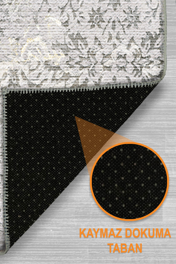 Mirelda Bej Pamuk Tabanlı Yıkanabilen Kaydırmaz Antibakteriyel Şönil Salon Halısı