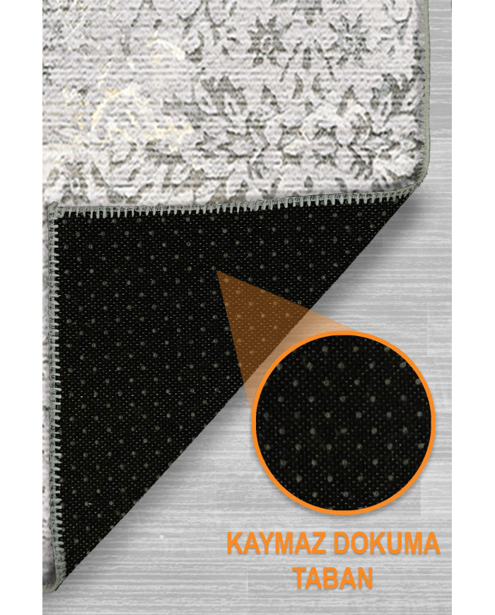 Mirelda Bej Pamuk Tabanlı Yıkanabilen Kaydırmaz Antibakteriyel Şönil Salon Halısı