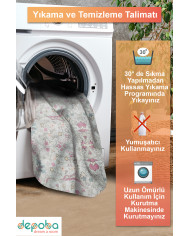 Müvera Vintage Desenli Pamuk Tabanlı Yıkanabilen Kaydırmaz Antibakteriyel Şönil Salon Halısı