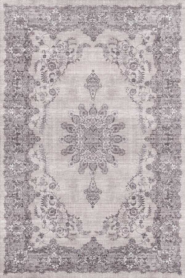 Selvane Vintage Desenli Pamuk Tabanlı Yıkanabilen Kaydırmaz Antibakteriyel Şönil Salon Halısı