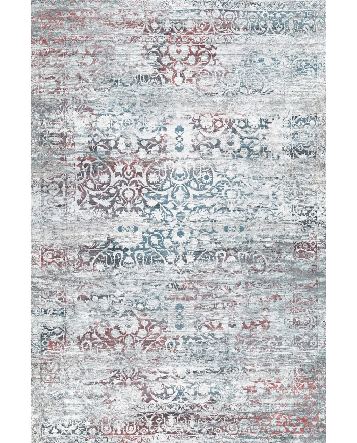 Soleth Vintage Desenli Pamuk Tabanlı Yıkanabilen Kaydırmaz Antibakteriyel Şönil Salon Halısı