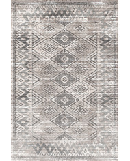 Tavron Vintage Desenli Pamuk Tabanlı Yıkanabilen Kaydırmaz Antibakteriyel Şönil Salon Halısı