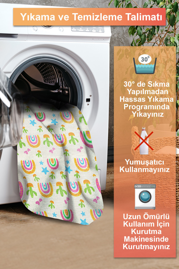 Lucela Modern Şönil Antibakteriyel Yıkanabilir Kaymaz Pamuk Tabanlı Çocuk Halısı