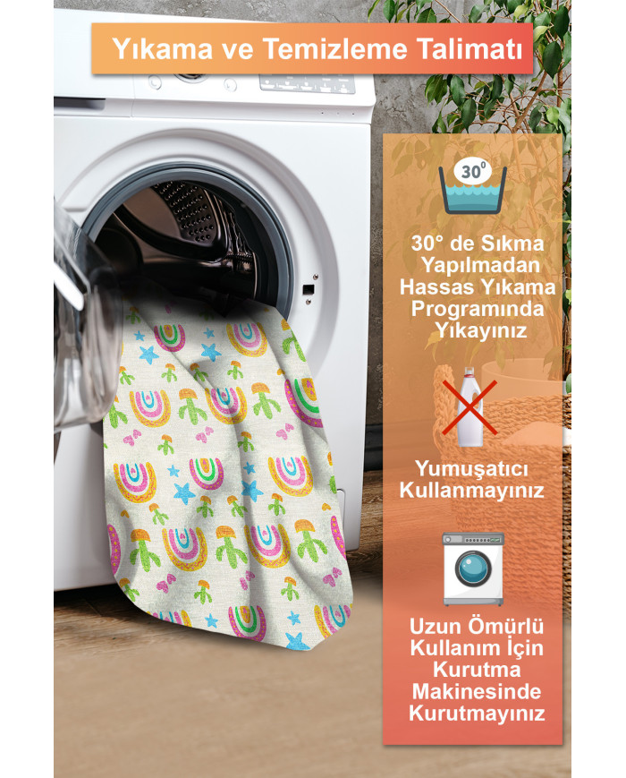 Lucela Modern Şönil Antibakteriyel Yıkanabilir Kaymaz Pamuk Tabanlı Çocuk Halısı