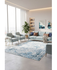 Verona Vintage Desenli Pamuk Tabanlı Yıkanabilen Kaydırmaz Antibakteriyel Şönil Salon Halısı