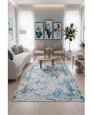 Verona Vintage Desenli Pamuk Tabanlı Yıkanabilen Kaydırmaz Antibakteriyel Şönil Salon Halısı