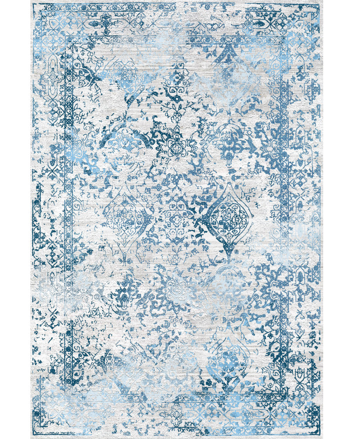 Verona Vintage Desenli Pamuk Tabanlı Yıkanabilen Kaydırmaz Antibakteriyel Şönil Salon Halısı