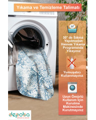 Verona Vintage Desenli Pamuk Tabanlı Yıkanabilen Kaydırmaz Antibakteriyel Şönil Salon Halısı