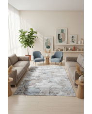 Viorra Vintage Desenli Pamuk Tabanlı Yıkanabilen Kaydırmaz Antibakteriyel Şönil Salon Halısı