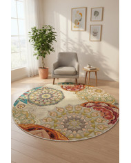 Fortana Modern Şönil Pamuk Tabanlı Yıkanabilen Kaydırmaz Antibakteriyel  Yuvarlak Halı