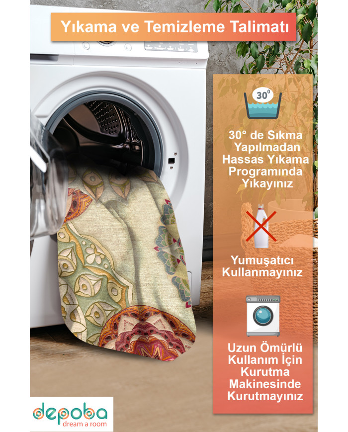 Fortana Modern Şönil Pamuk Tabanlı Yıkanabilen Kaydırmaz Antibakteriyel  Yuvarlak Halı