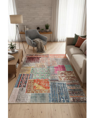 Denise Desenli Pamuk Tabanlı Yıkanabilen Kaymaz Antibakteriyel Şönil Salon Halısı