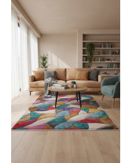 Duena Modern Kadife Pamuk Taban Kaymaz Yıkanabilen Antibakteriyel Salon Halısı