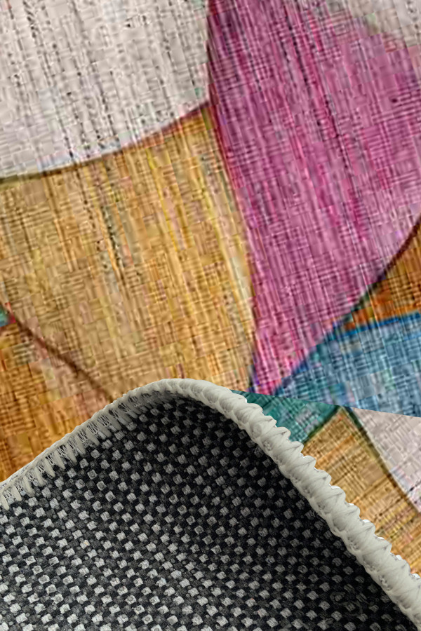 Duena Modern Kadife Pamuk Taban Kaymaz Yıkanabilen Antibakteriyel Salon Halısı