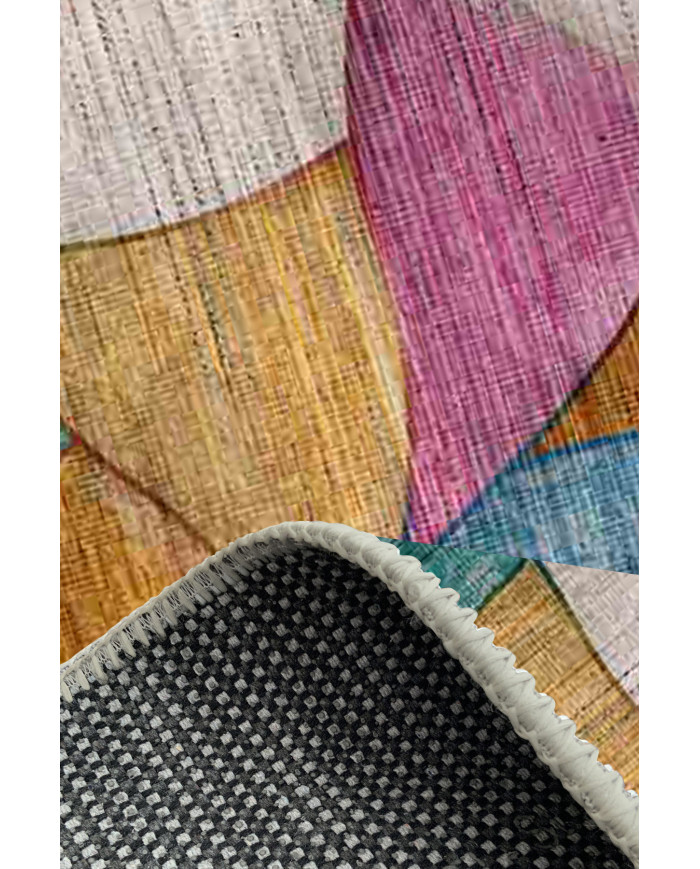 Duena Modern Kadife Pamuk Taban Kaymaz Yıkanabilen Antibakteriyel Salon Halısı