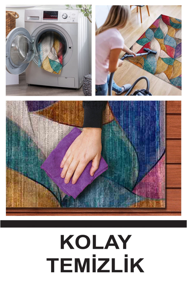 Duena Modern Kadife Pamuk Taban Kaymaz Yıkanabilen Antibakteriyel Salon Halısı