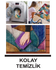 Duena Modern Kadife Pamuk Taban Kaymaz Yıkanabilen Antibakteriyel Salon Halısı